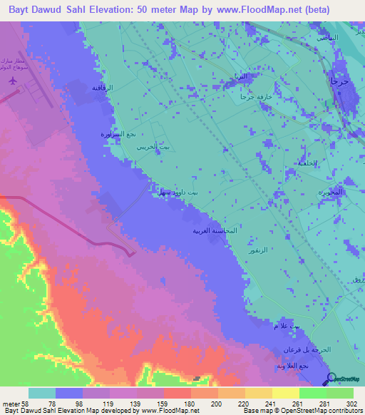 Bayt Dawud Sahl,Egypt Elevation Map