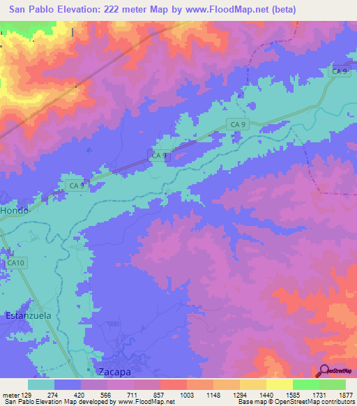 San Pablo,Guatemala Elevation Map