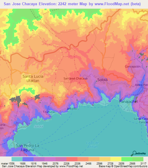 San Jose Chacaya,Guatemala Elevation Map