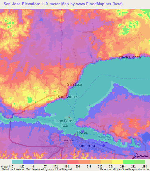 San Jose,Guatemala Elevation Map