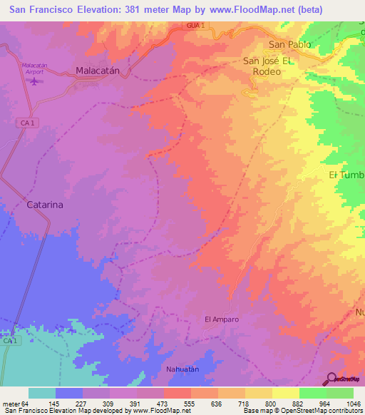 San Francisco,Guatemala Elevation Map