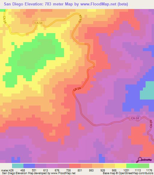 San Diego,Guatemala Elevation Map