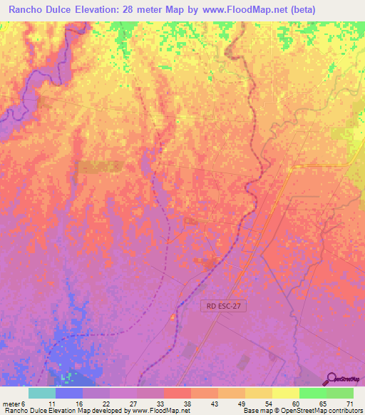 Rancho Dulce,Guatemala Elevation Map