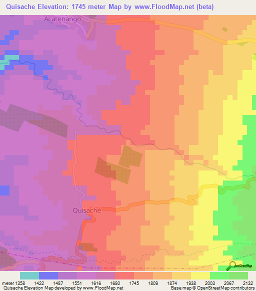 Quisache,Guatemala Elevation Map