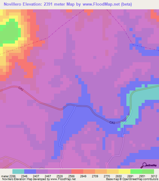 Novillero,Guatemala Elevation Map