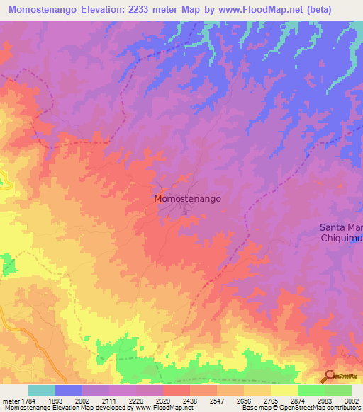 Momostenango,Guatemala Elevation Map