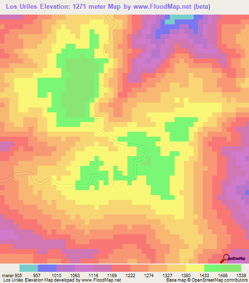 Los Uriles,Guatemala Elevation Map