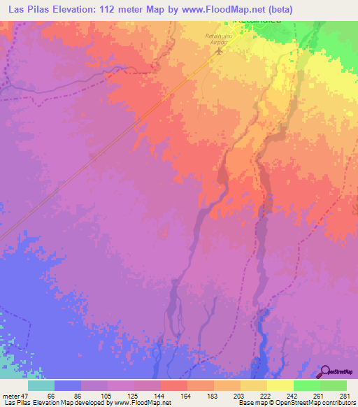 Las Pilas,Guatemala Elevation Map
