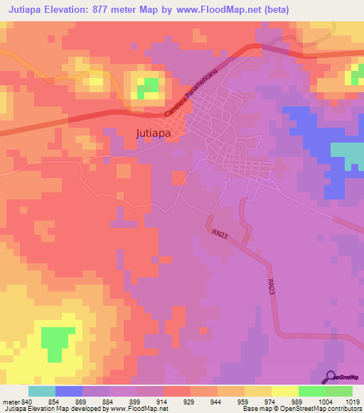 Jutiapa,Guatemala Elevation Map