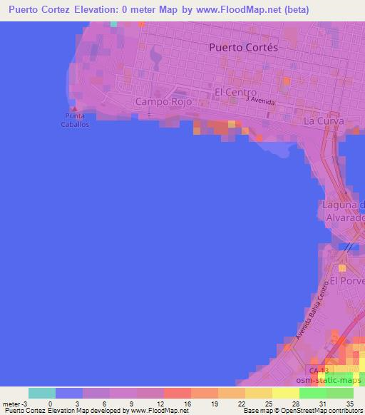 Puerto Cortez,Honduras Elevation Map