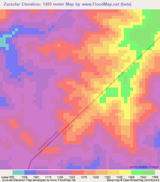 Zurzular,Honduras Elevation Map