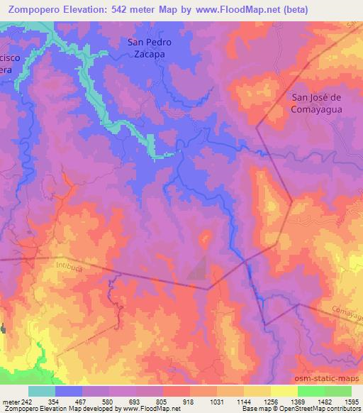 Zompopero,Honduras Elevation Map