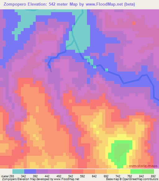 Zompopero,Honduras Elevation Map