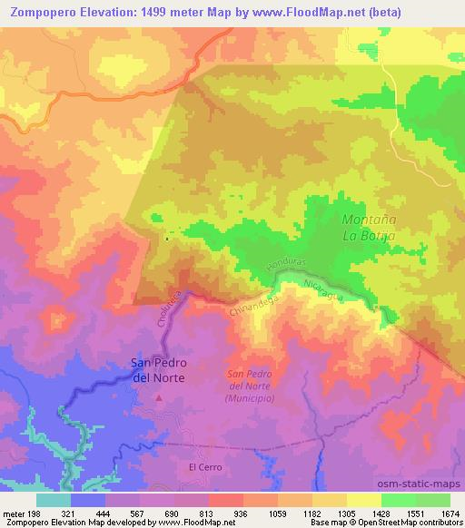 Zompopero,Honduras Elevation Map