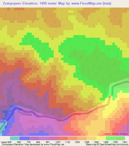 Zompopero,Honduras Elevation Map