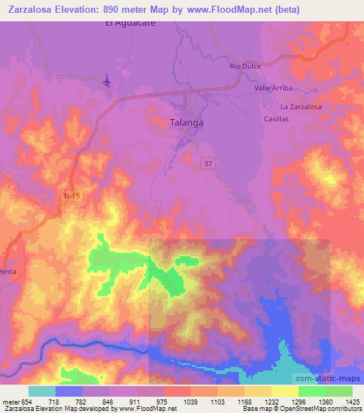 Zarzalosa,Honduras Elevation Map