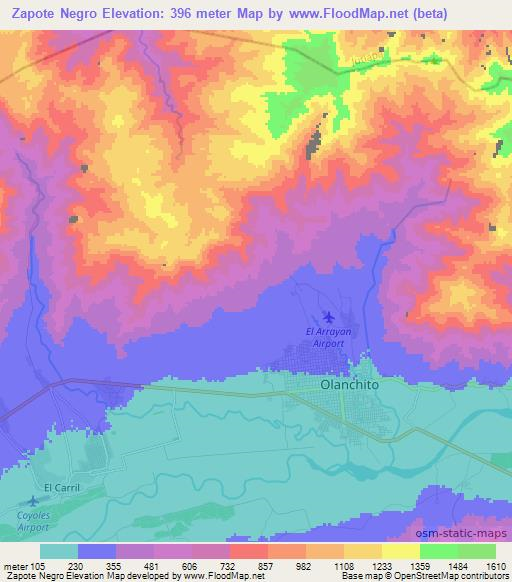 Zapote Negro,Honduras Elevation Map