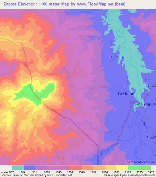 Zapote,Honduras Elevation Map