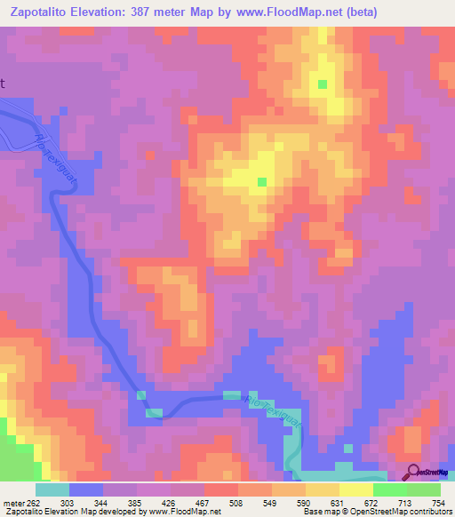 Zapotalito,Honduras Elevation Map
