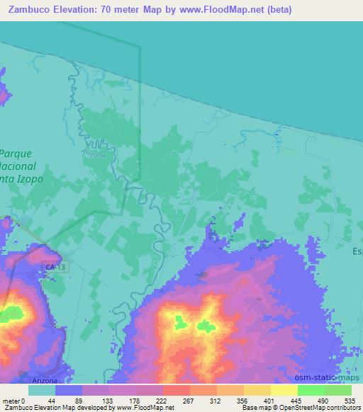 Zambuco,Honduras Elevation Map