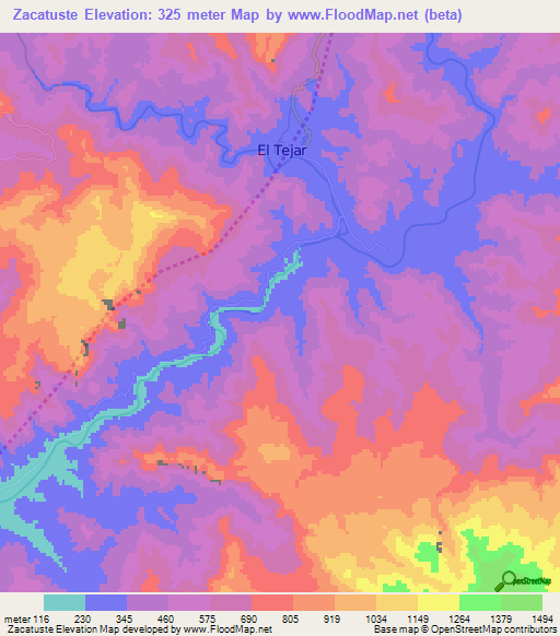Zacatuste,Honduras Elevation Map