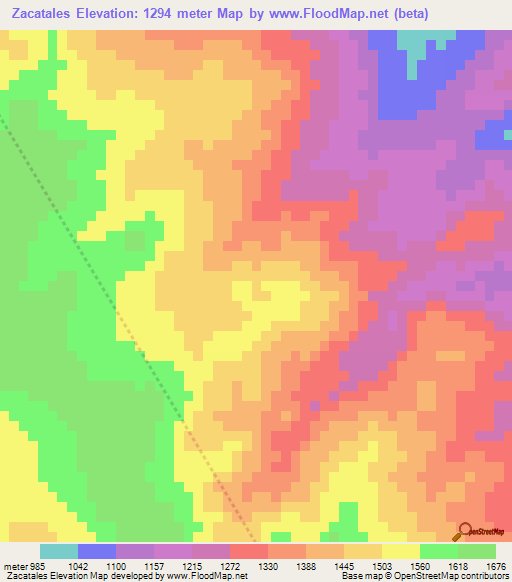 Zacatales,Honduras Elevation Map
