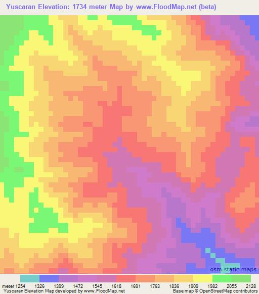 Yuscaran,Honduras Elevation Map