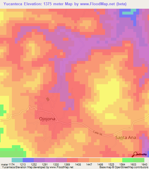 Yucanteca,Honduras Elevation Map