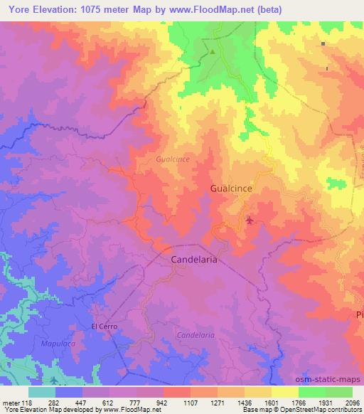 Yore,Honduras Elevation Map