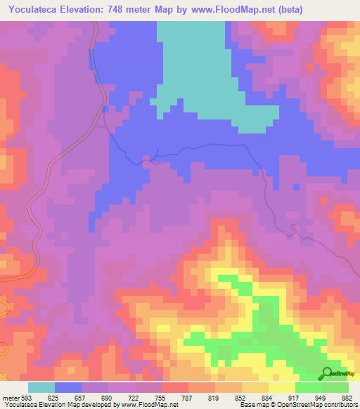 Yoculateca,Honduras Elevation Map
