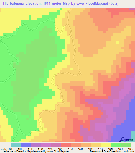 Hierbabuena,Honduras Elevation Map
