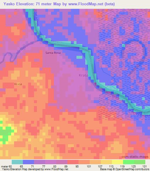 Yasko,Honduras Elevation Map