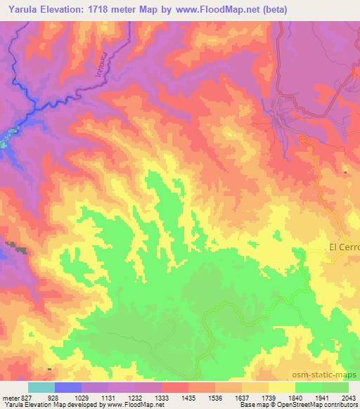 Yarula,Honduras Elevation Map