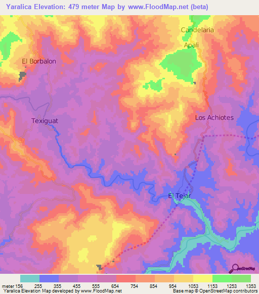 Yaralica,Honduras Elevation Map