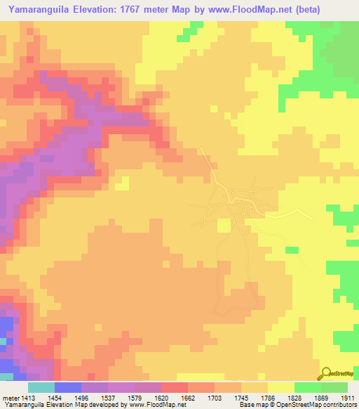 Yamaranguila,Honduras Elevation Map