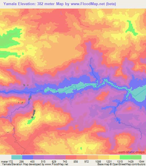 Yamala,Honduras Elevation Map