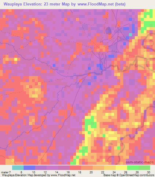 Wauplaya,Honduras Elevation Map