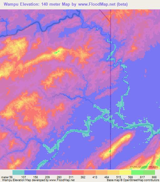 Wampu,Honduras Elevation Map