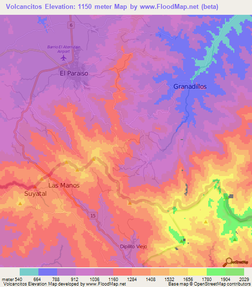Volcancitos,Honduras Elevation Map