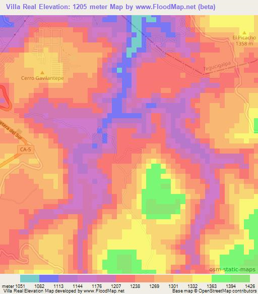 Villa Real,Honduras Elevation Map