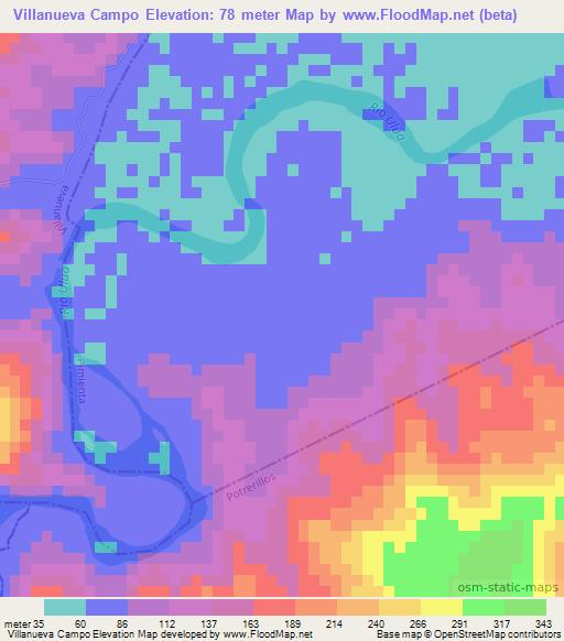 Villanueva Campo,Honduras Elevation Map