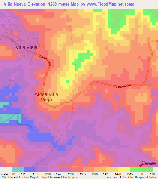 Villa Nueva,Honduras Elevation Map