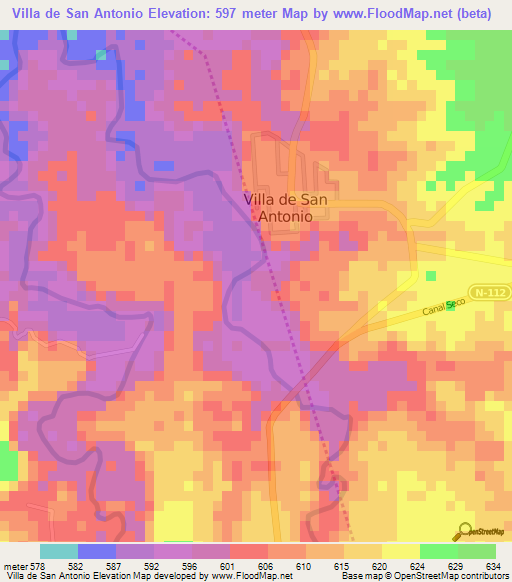 Villa de San Antonio,Honduras Elevation Map