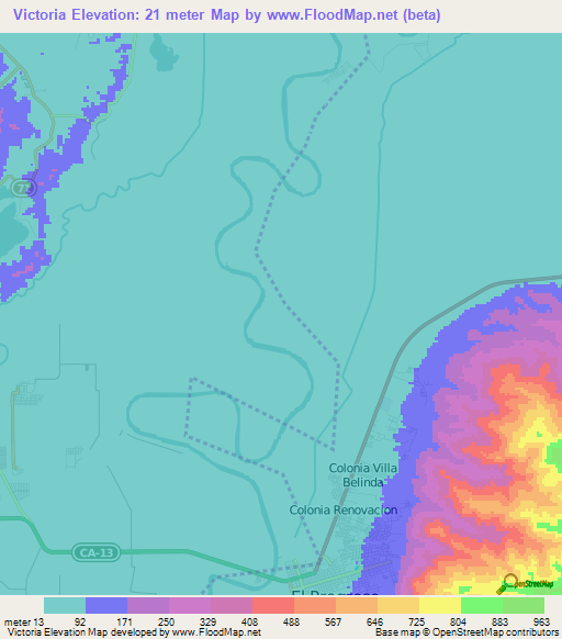 Victoria,Honduras Elevation Map