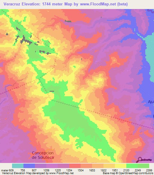 Veracruz,Honduras Elevation Map