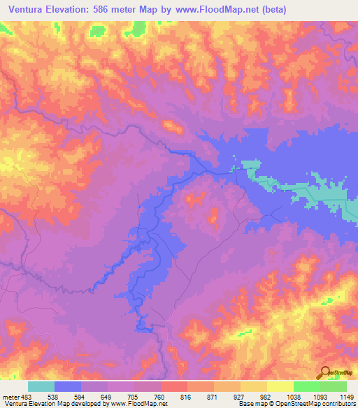 Ventura,Honduras Elevation Map