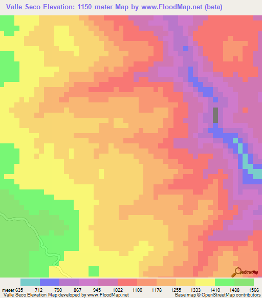 Valle Seco,Honduras Elevation Map