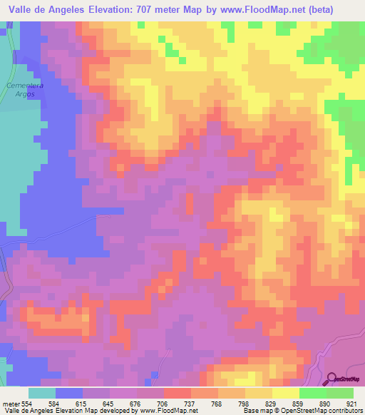 Valle de Angeles,Honduras Elevation Map