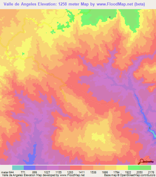 Valle de Angeles,Honduras Elevation Map