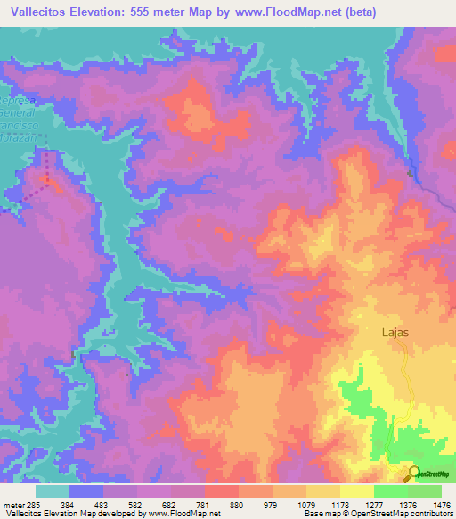 Vallecitos,Honduras Elevation Map